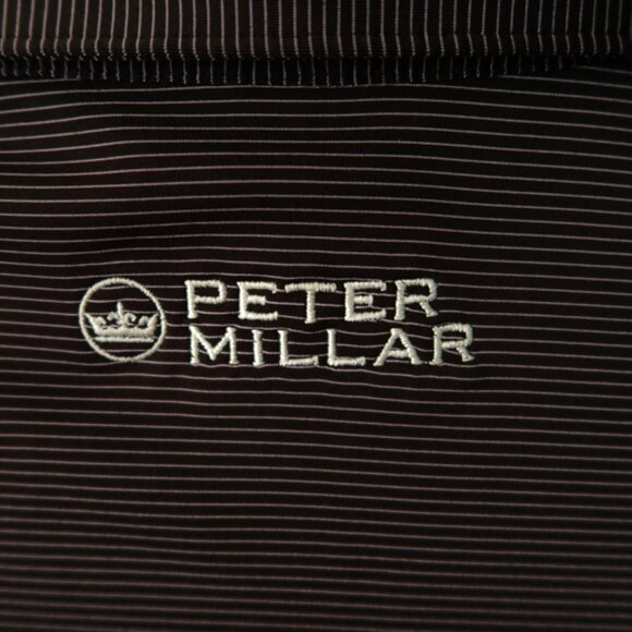 Half Moon Bay Peter Millar Summer Comfort Gray Pinstriped Polo (L) OMG! ⛳️ - Picture 1 of 7